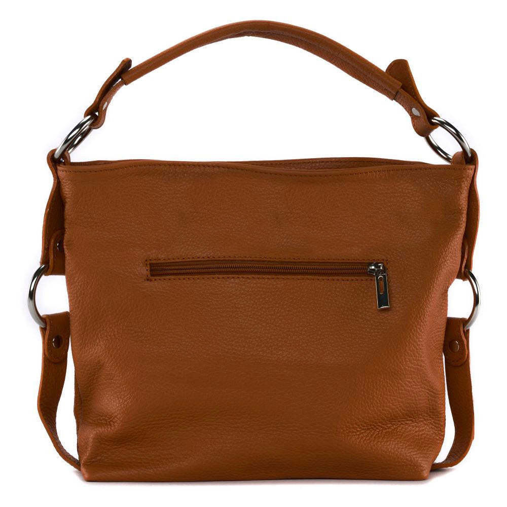 Sac à main en cuir grainé HUIT Cognac foncé