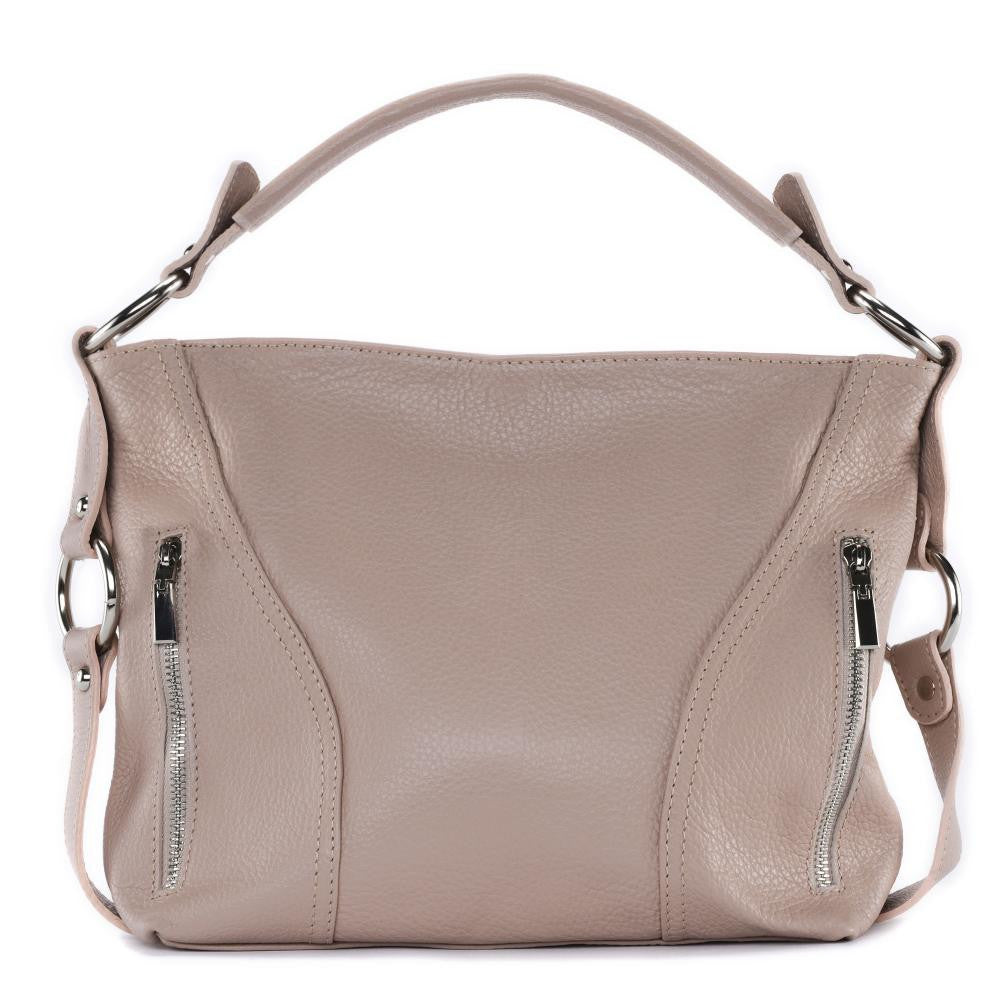 Sac à main en cuir grainé HUIT Rose nude