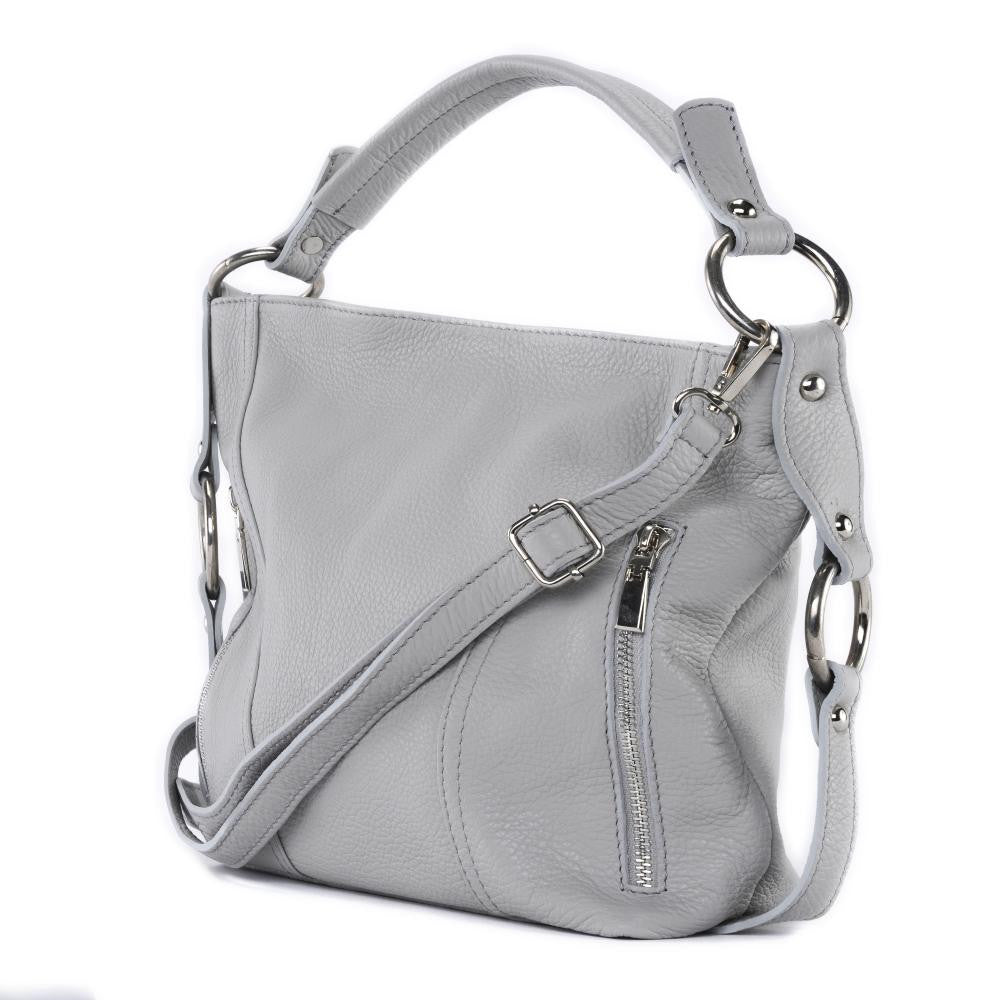 Sac à main en cuir grainé HUIT Gris clair