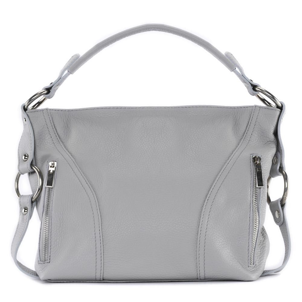 Sac à main en cuir grainé HUIT Gris clair