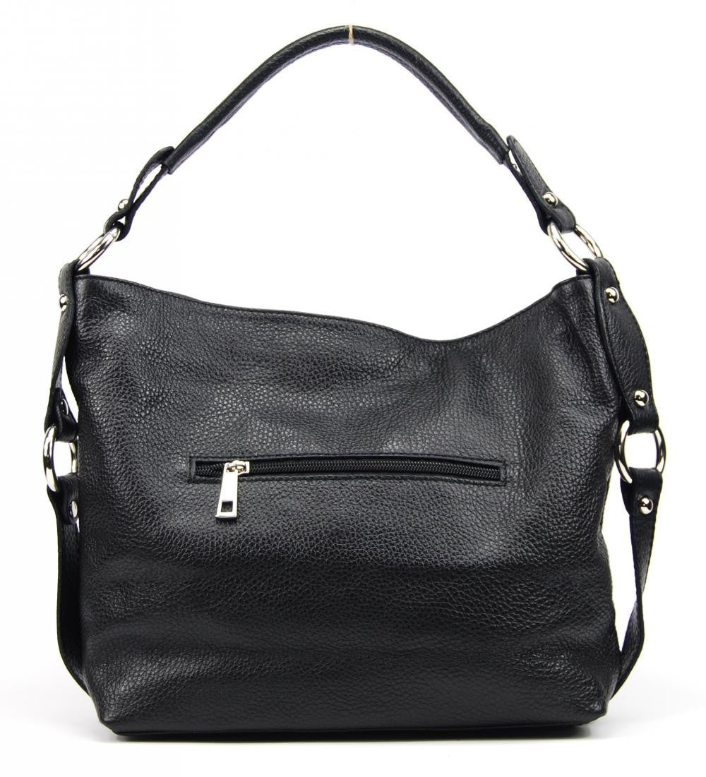 Sac à main en cuir grainé HUIT Noir