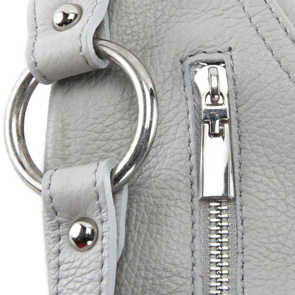 Sac à main en cuir grainé HUIT Gris clair
