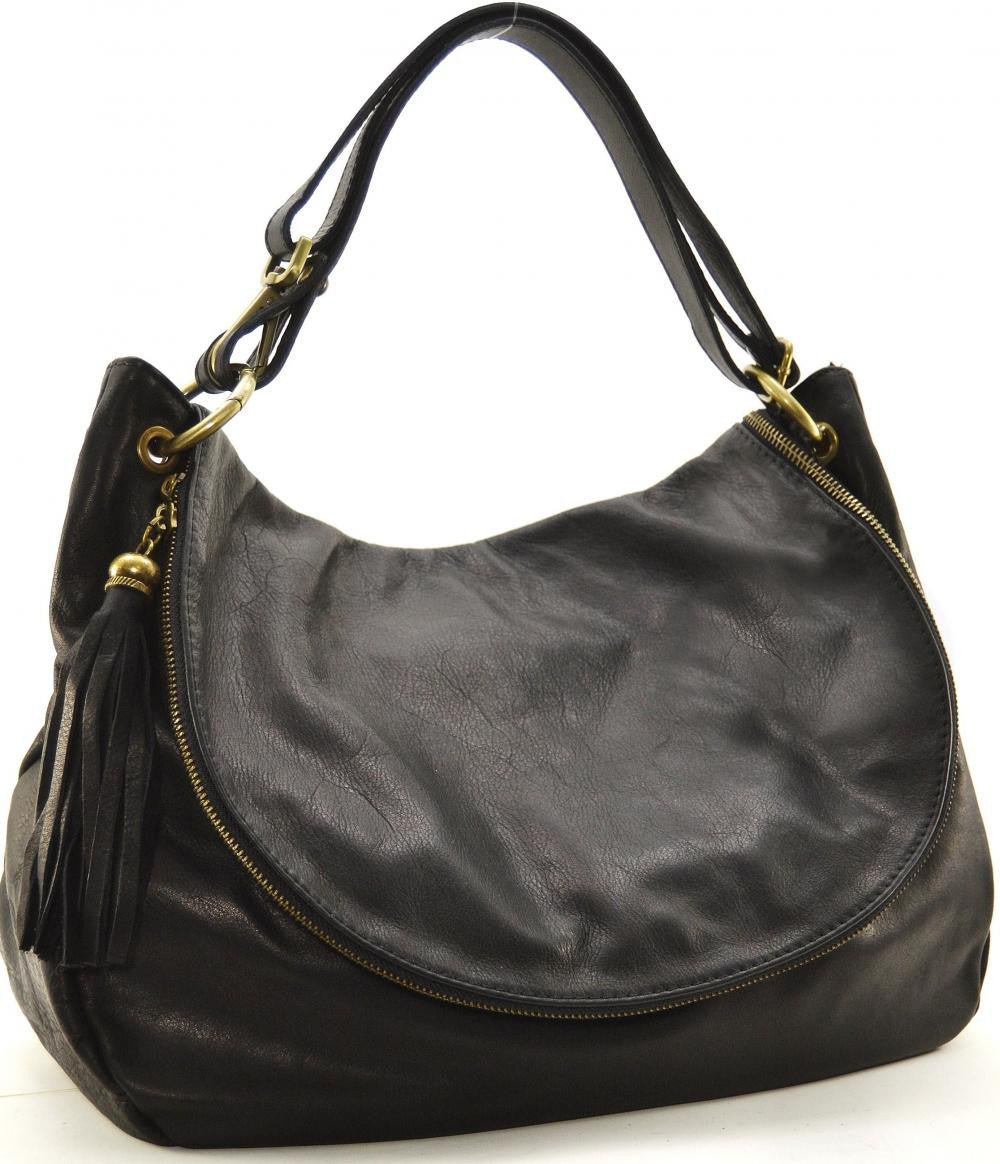 Sac bandoulière en cuir lisse 72 HEURES XL Noir