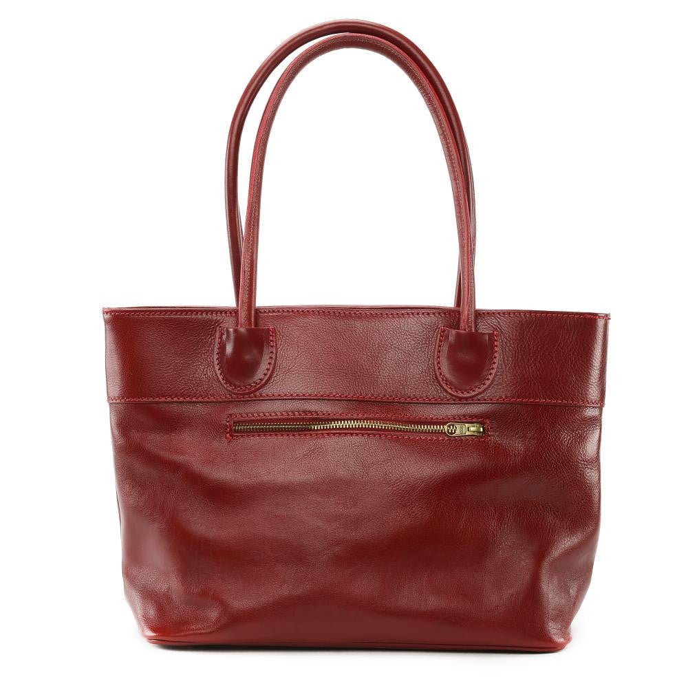 Sac cabas en cuir lisse ORLANDO Rouge foncé