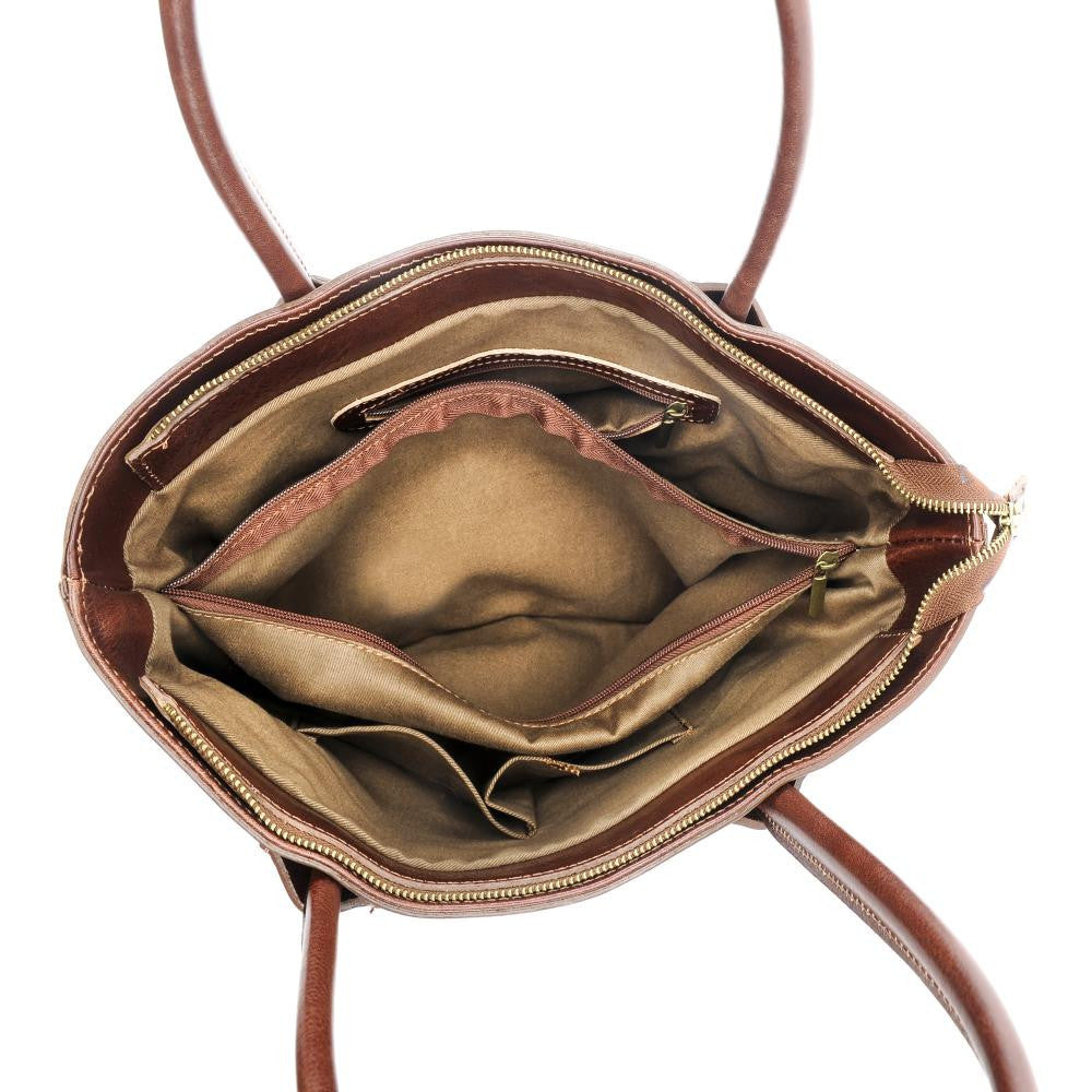 Sac cabas en cuir lisse ORLANDO Châtaigne