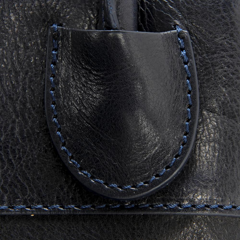 Sac cabas en cuir lisse ORLANDO Bleu marine
