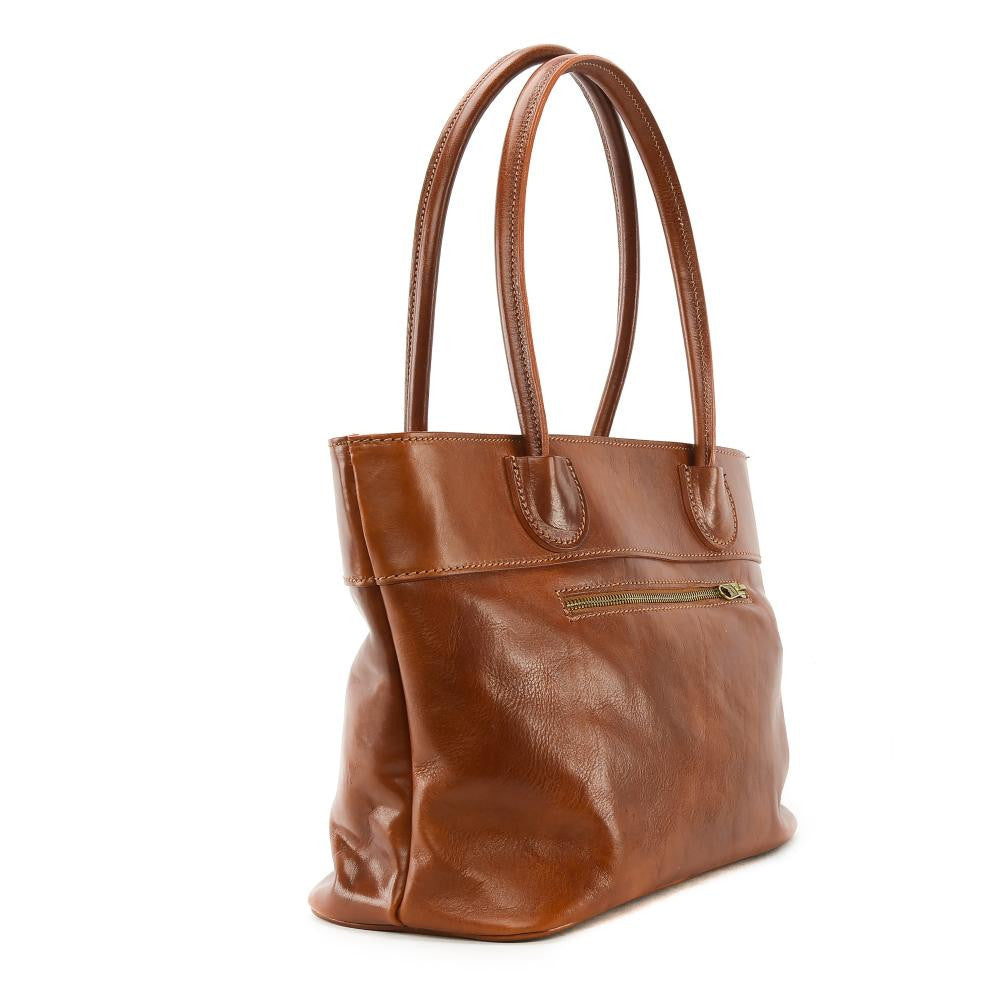 Sac cabas en cuir lisse ORLANDO Cognac