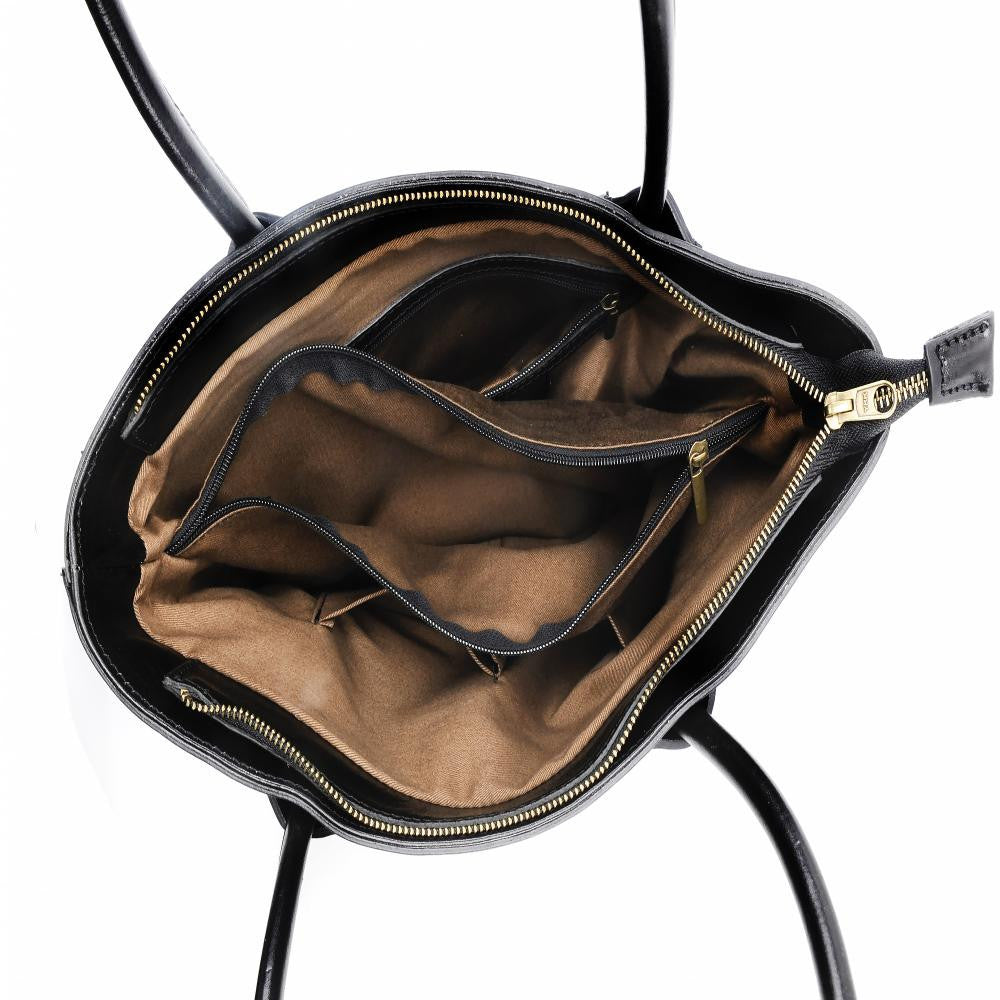 Sac cabas en cuir lisse ORLANDO Noir