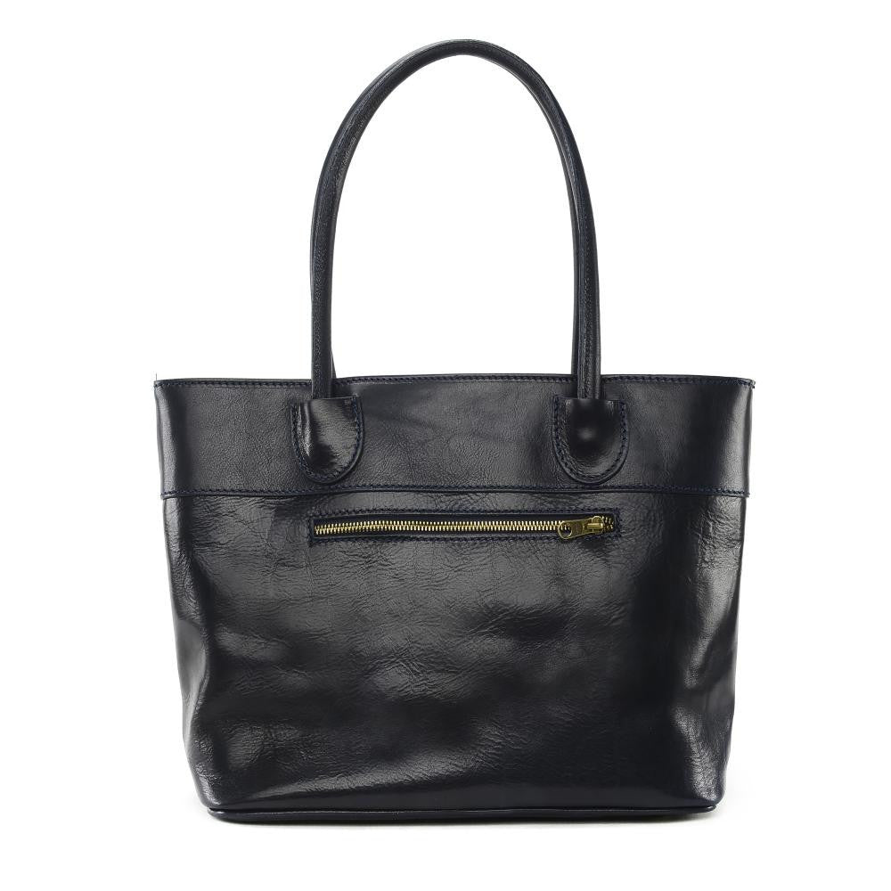 Sac cabas en cuir lisse ORLANDO Bleu marine