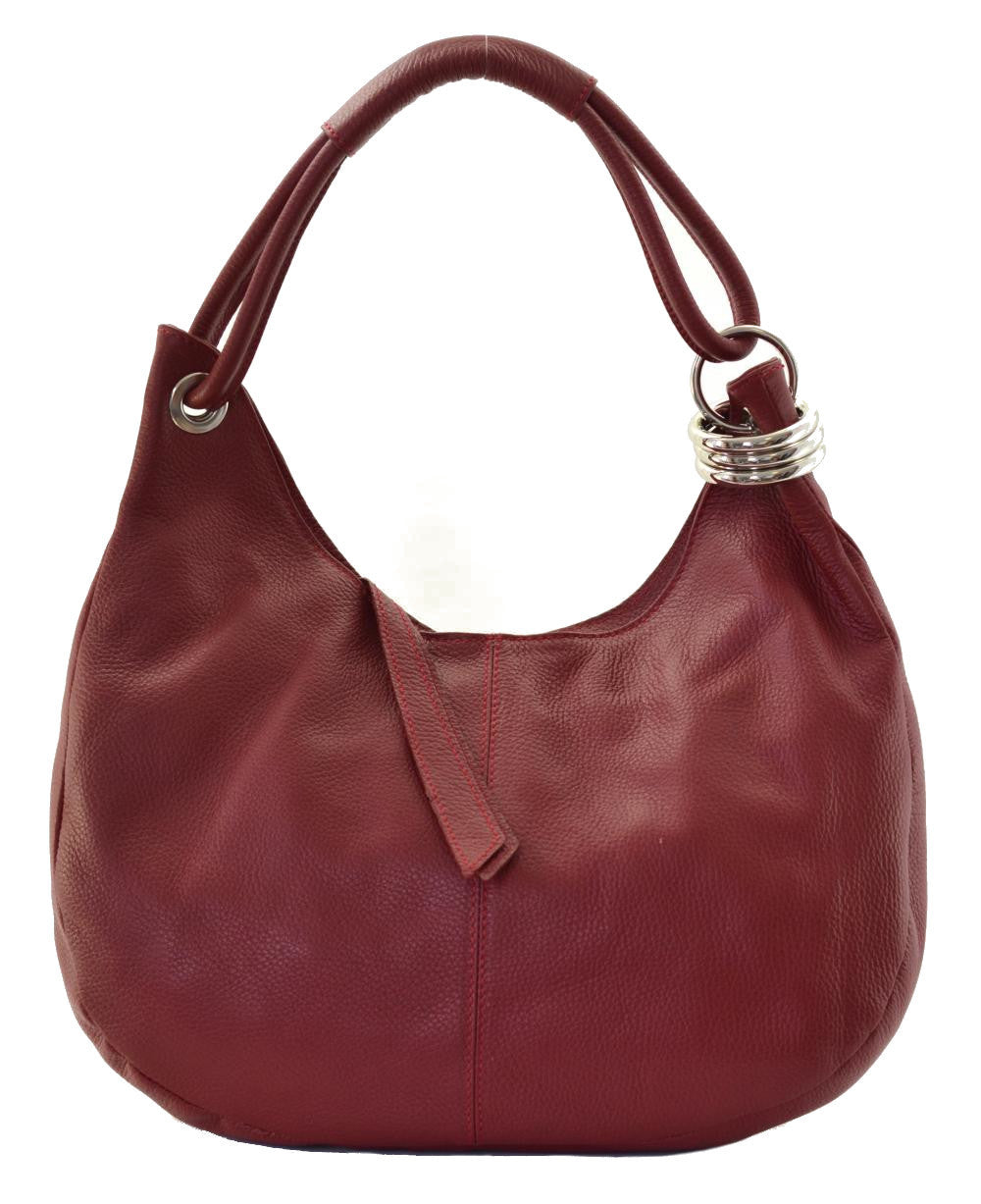 Sac à main en cuir grainé SAMOA Rouge garance