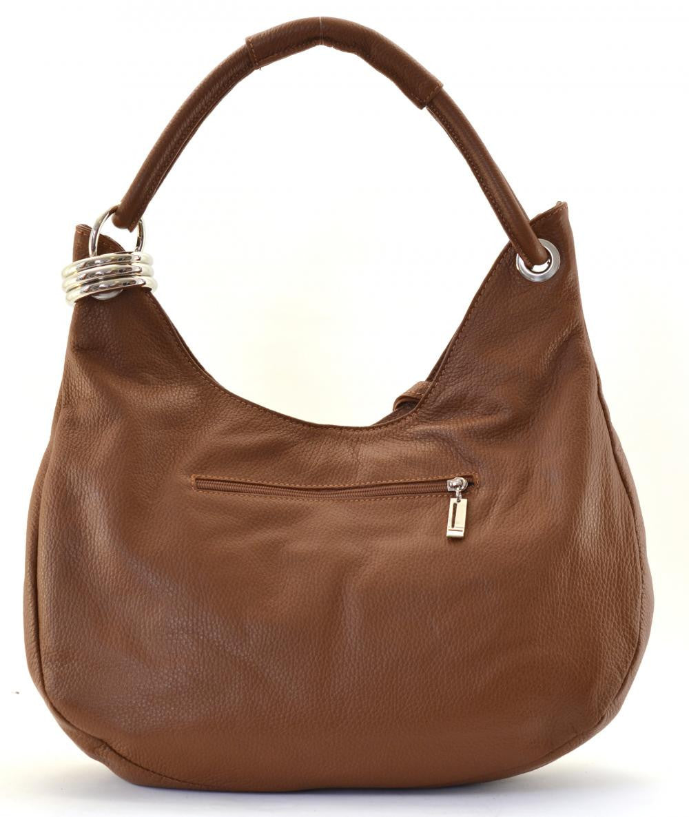Sac à main en cuir grainé SAMOA Camel foncé