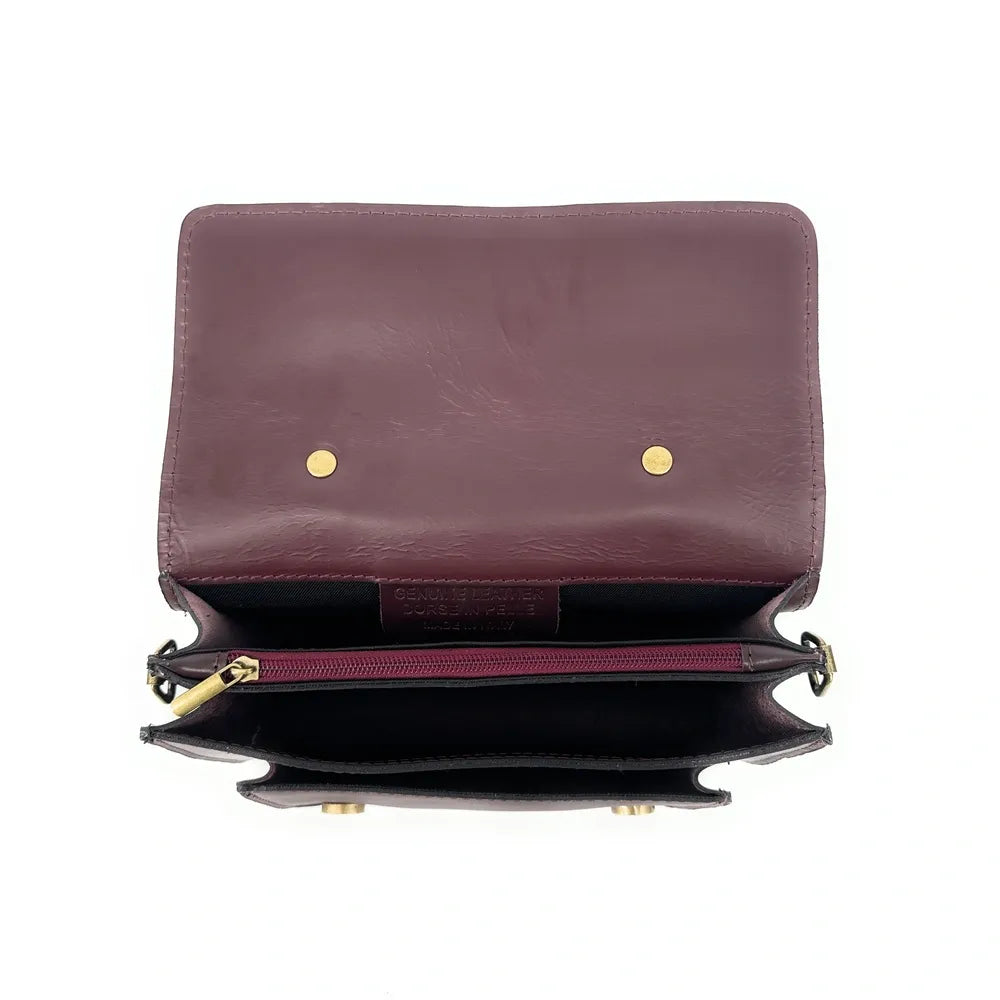 Sac à main en cuir lisse SAND Rouge bordeaux