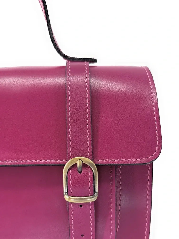 Sac à main en cuir lisse SAND Rose fuchsia