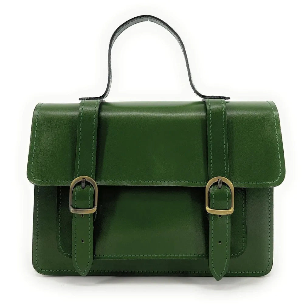 Sac à main en cuir lisse SAND Vert forêt