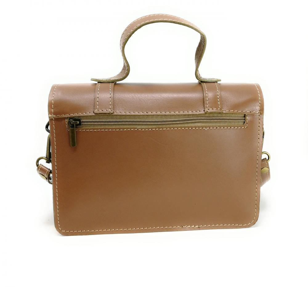 Sac à main en cuir lisse SAND Taupe clair
