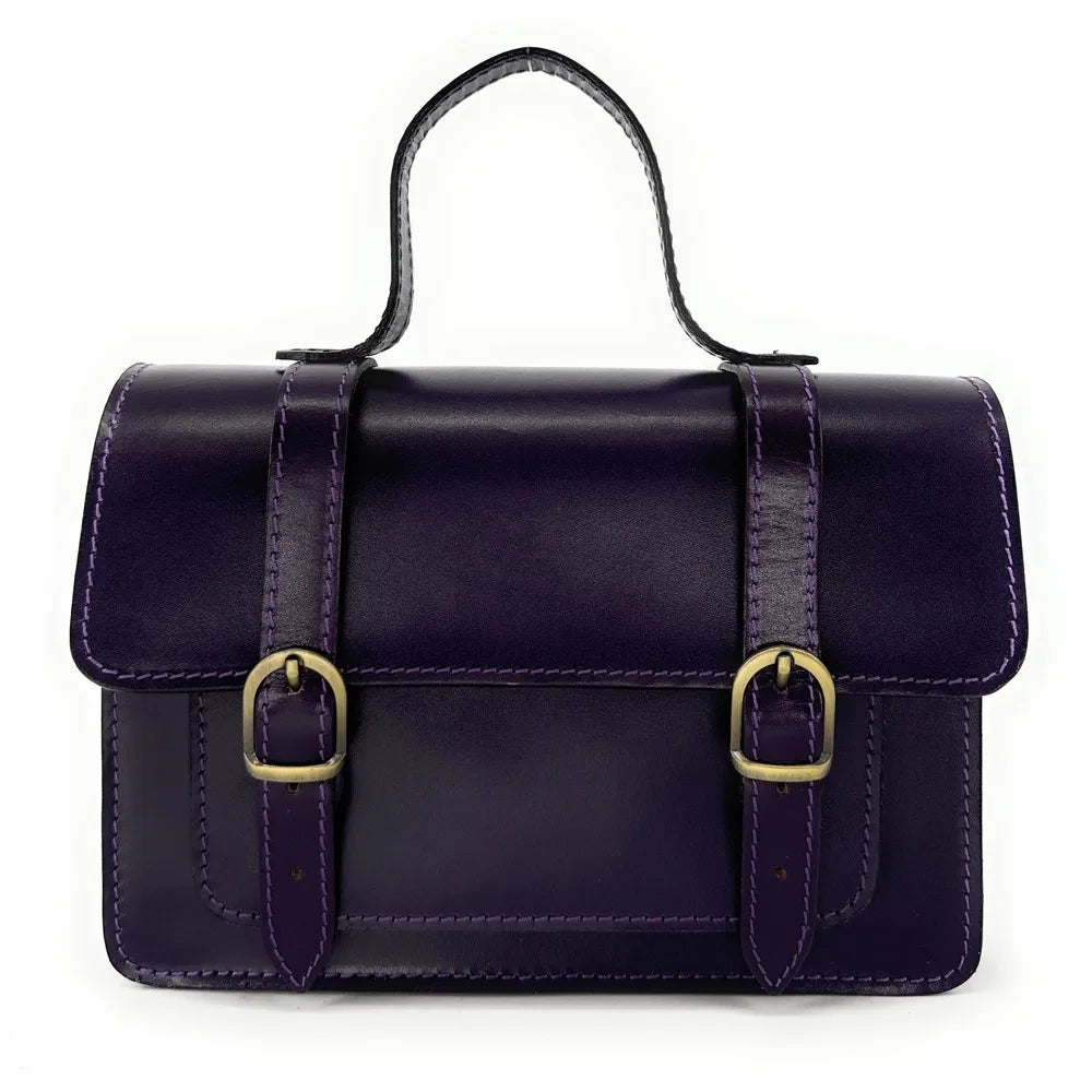 Sac à main en cuir lisse SAND Aubergine