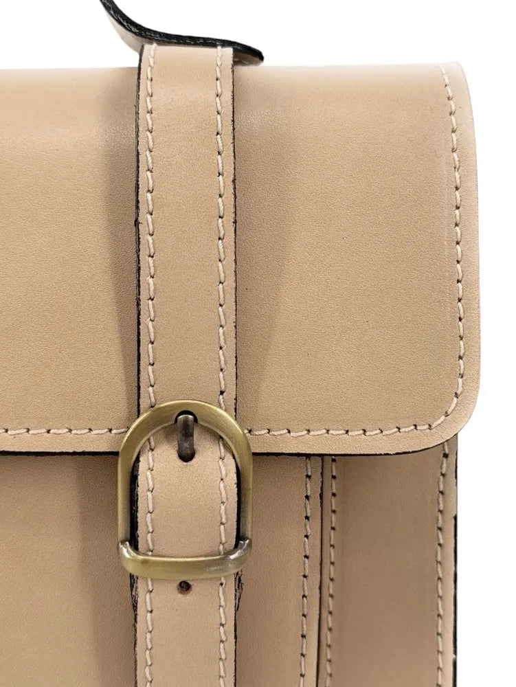 Sac à main en cuir lisse SAND Beige crème