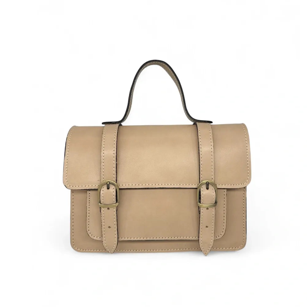 Sac à main en cuir lisse SAND Beige crème