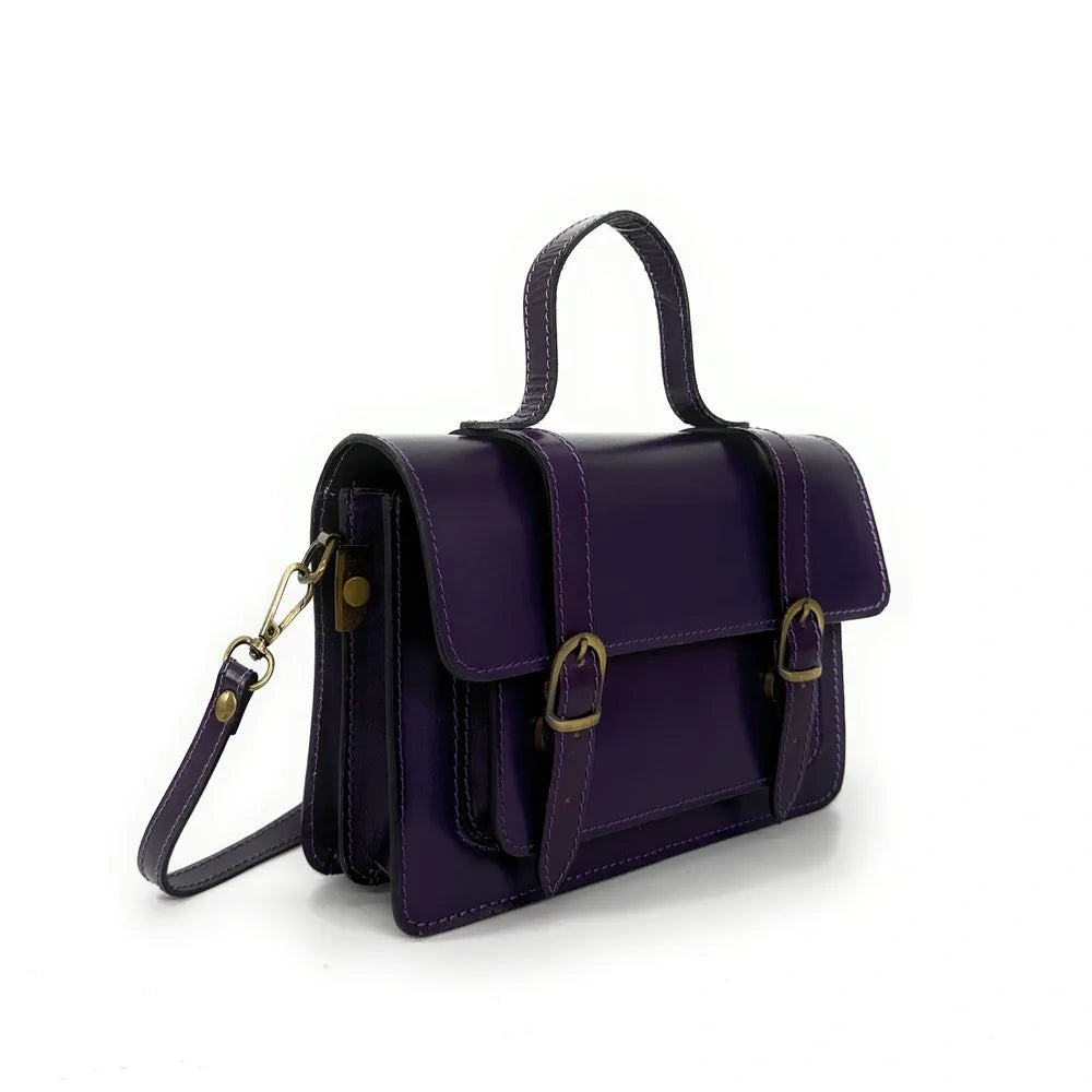 Sac à main en cuir lisse SAND Aubergine