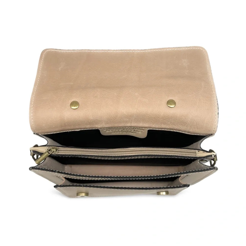 Sac à main en cuir lisse SAND Beige crème