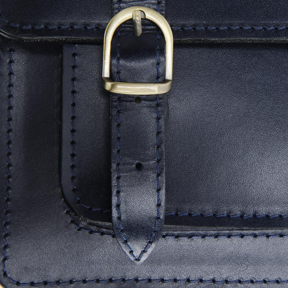 Sac à main en cuir lisse SAND Bleu marine