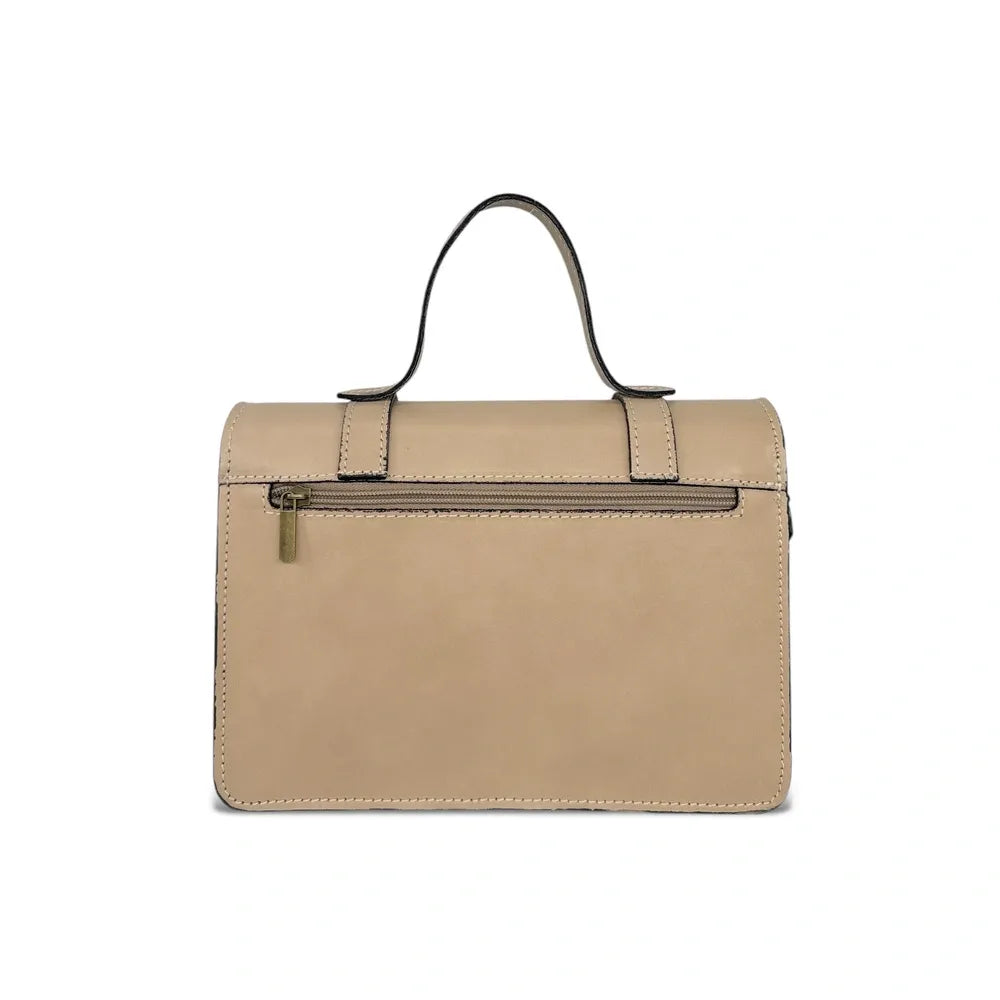 Sac à main en cuir lisse SAND Beige crème