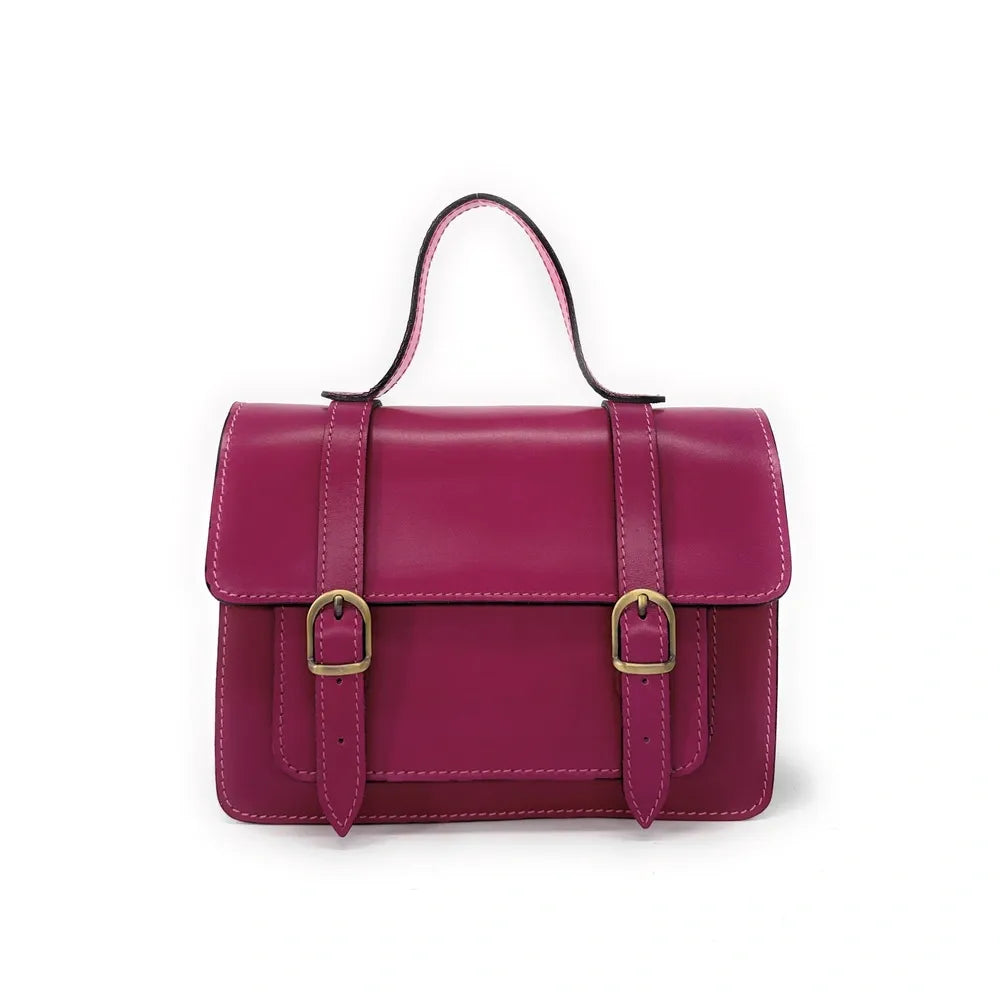 Sac à main en cuir lisse SAND Rose fuchsia