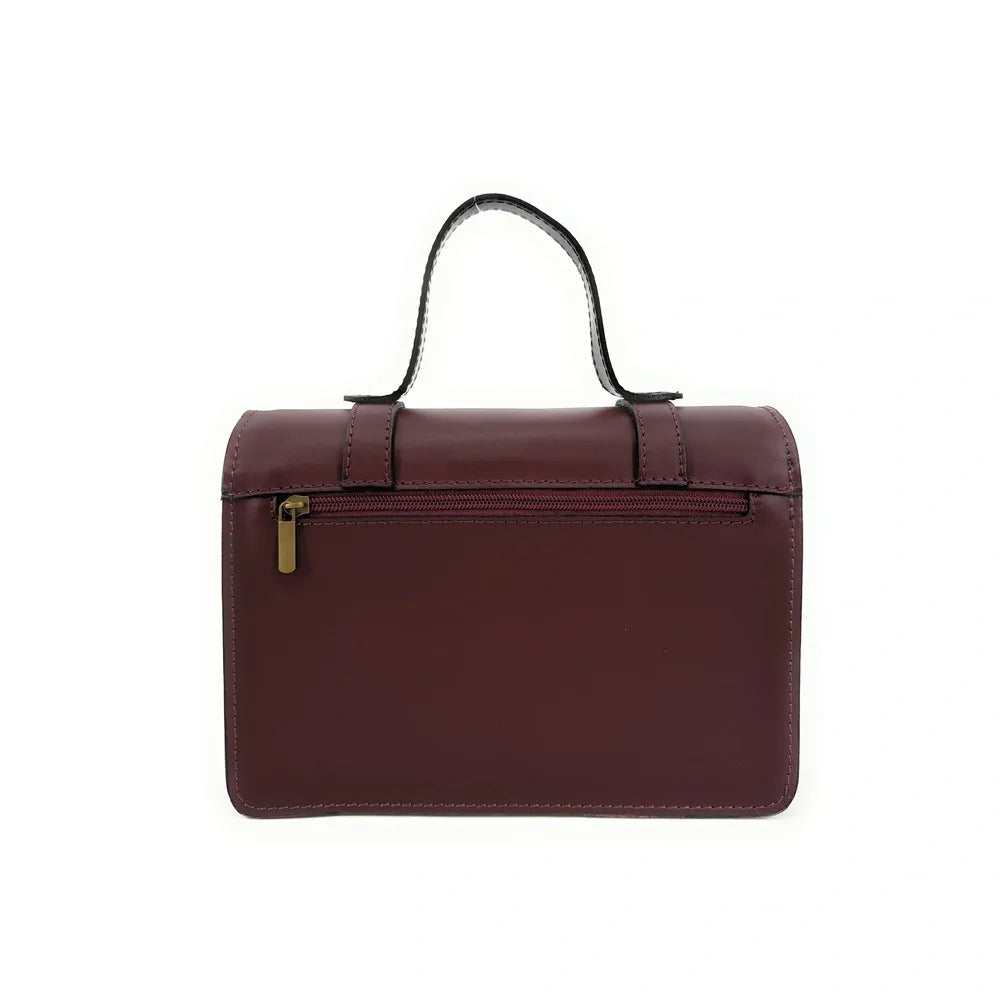 Sac à main en cuir lisse SAND Rouge bordeaux