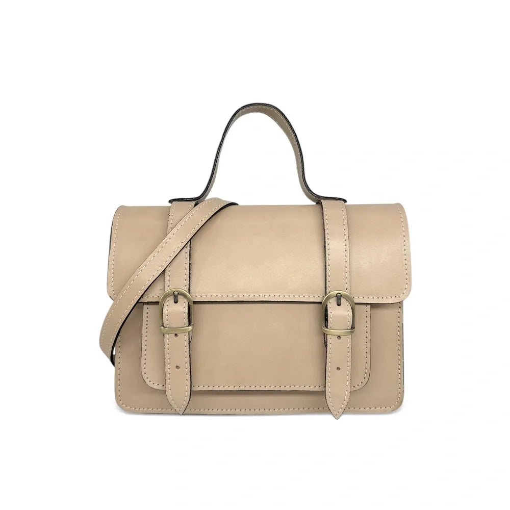 Sac à main en cuir lisse SAND Beige crème