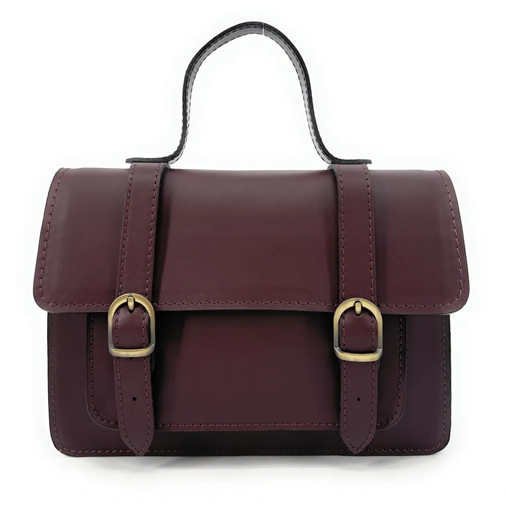 Sac à main en cuir lisse SAND Rouge bordeaux