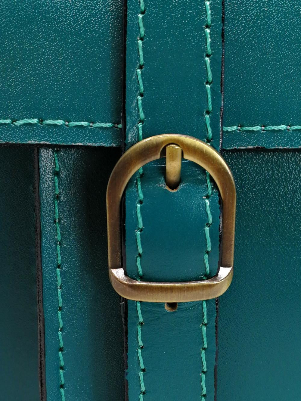 Sac à main en cuir lisse SAND Bleu vert canard