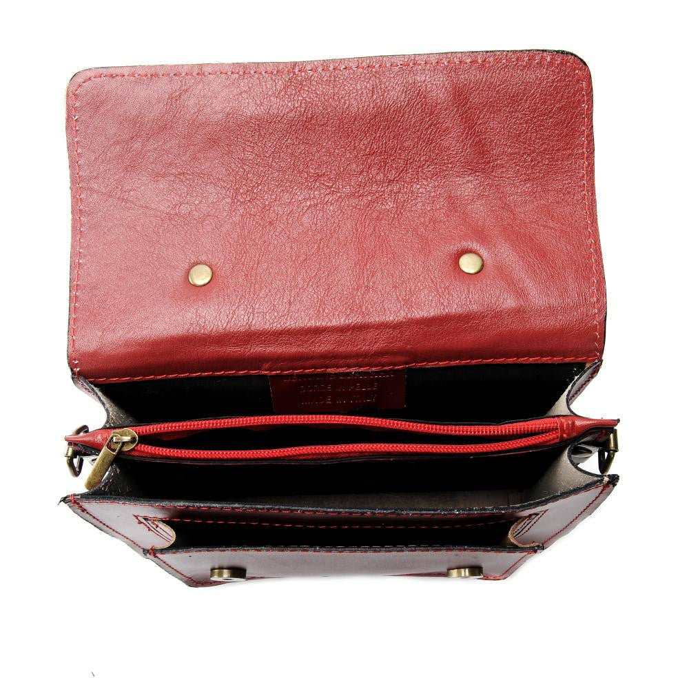 Sac à main en cuir lisse SAND Rouge foncé