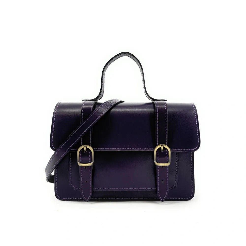 Sac à main en cuir lisse SAND Aubergine
