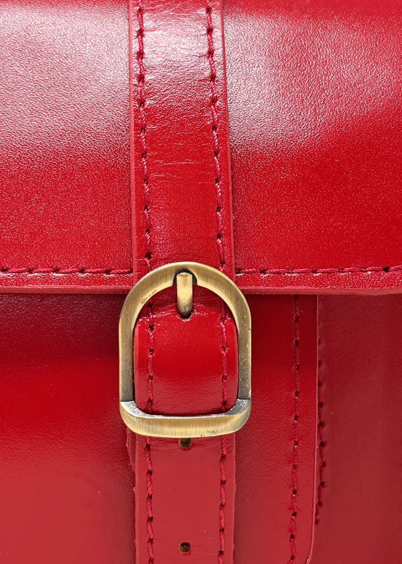 Sac à main en cuir lisse SAND Rouge garance