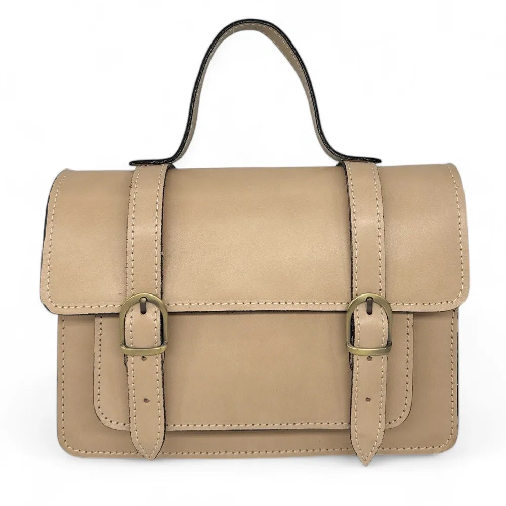 Sac à main en cuir lisse SAND Beige crème