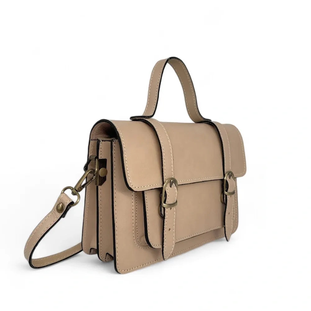 Sac à main en cuir lisse SAND Beige crème