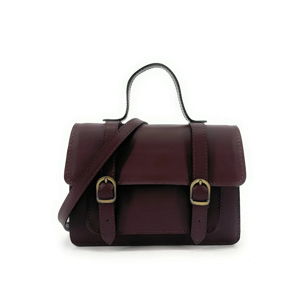 Sac à main en cuir lisse SAND Rouge bordeaux