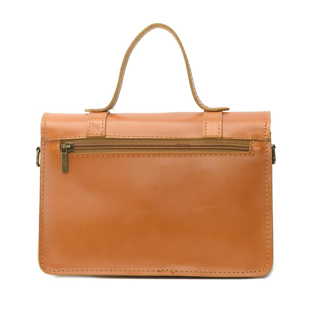 Sac à main en cuir lisse SAND Cognac