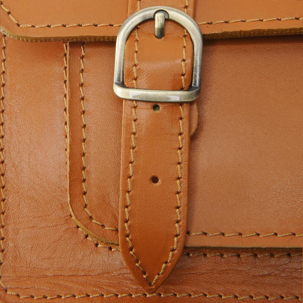 Sac à main en cuir lisse SAND Cognac