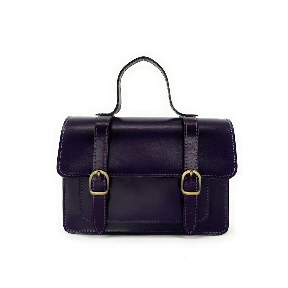 Sac à main en cuir lisse SAND Aubergine