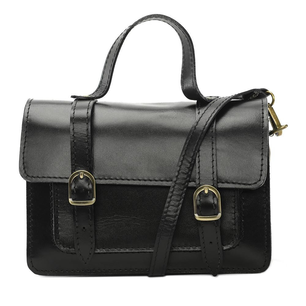 Sac à main en cuir lisse SAND Noir