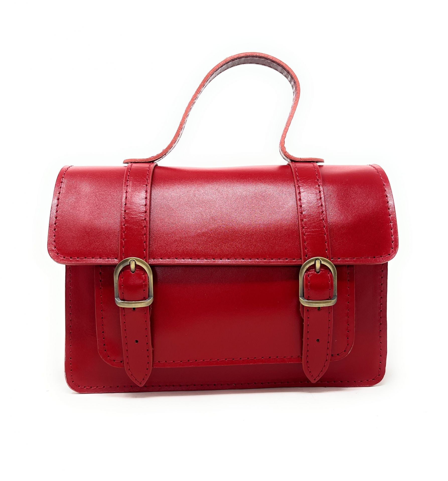 Sac à main en cuir lisse SAND Rouge garance