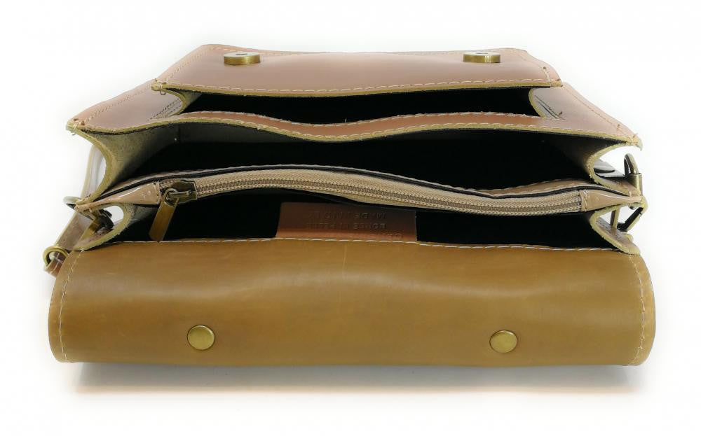 Sac à main en cuir lisse SAND Taupe clair