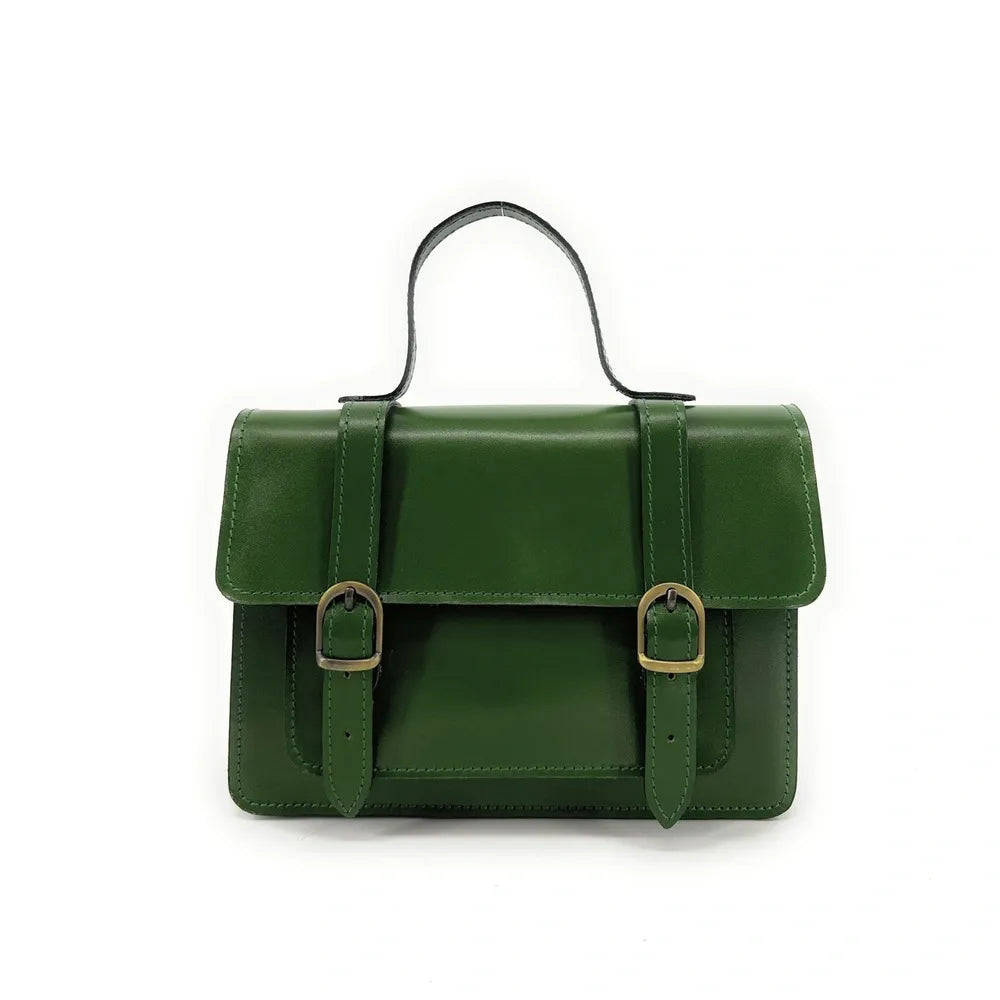 Sac à main en cuir lisse SAND Vert forêt