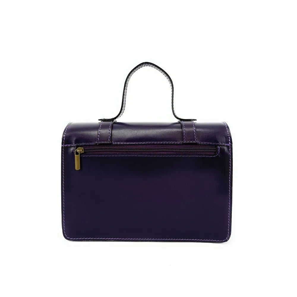 Sac à main en cuir lisse SAND Aubergine