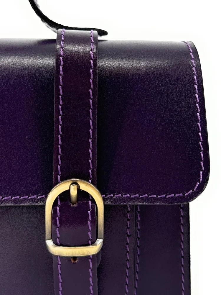 Sac à main en cuir lisse SAND Aubergine