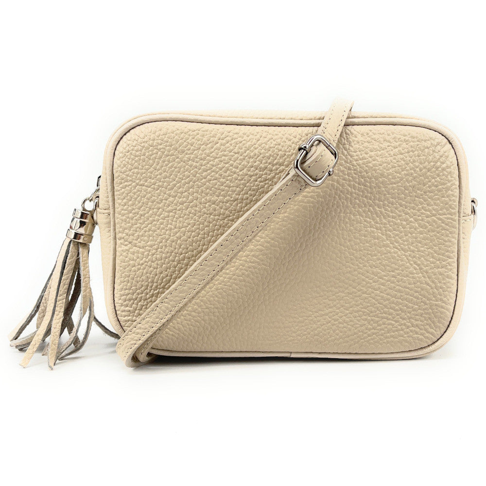 Sac à main en cuir grainé SEVILLE Beige crème