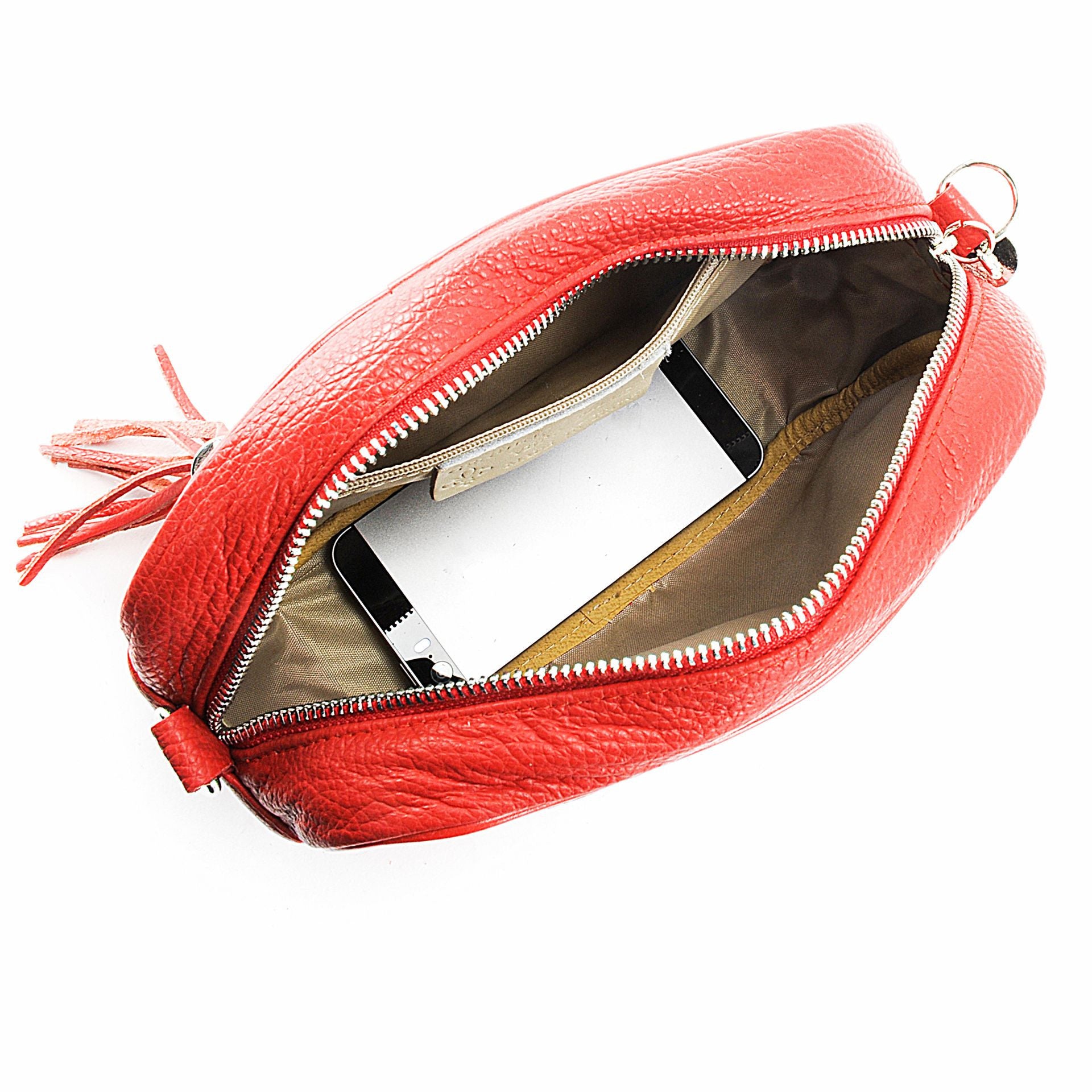 Sac à main en cuir grainé SEVILLE Rouge garance