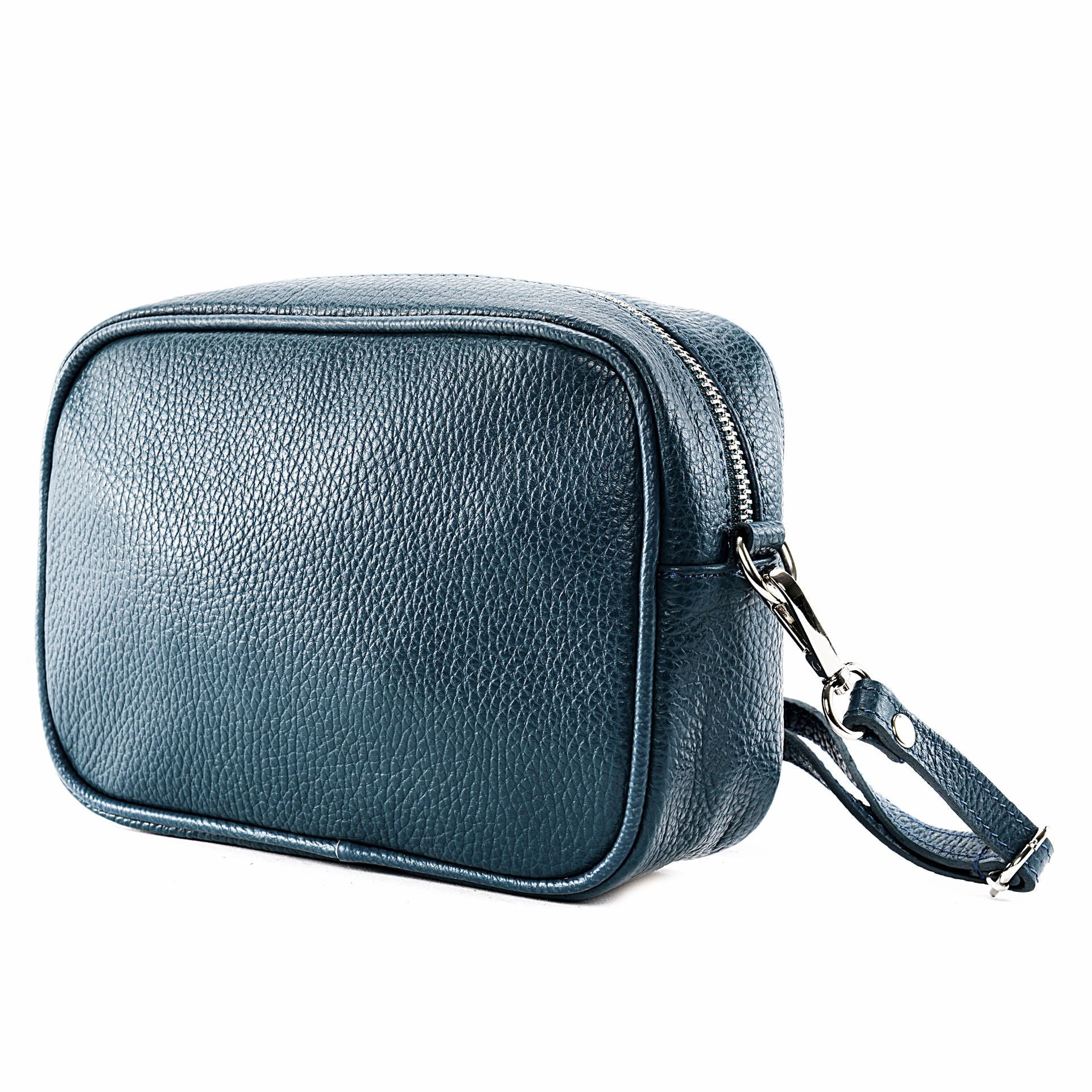 Sac à main en cuir grainé SEVILLE Bleu vert canard