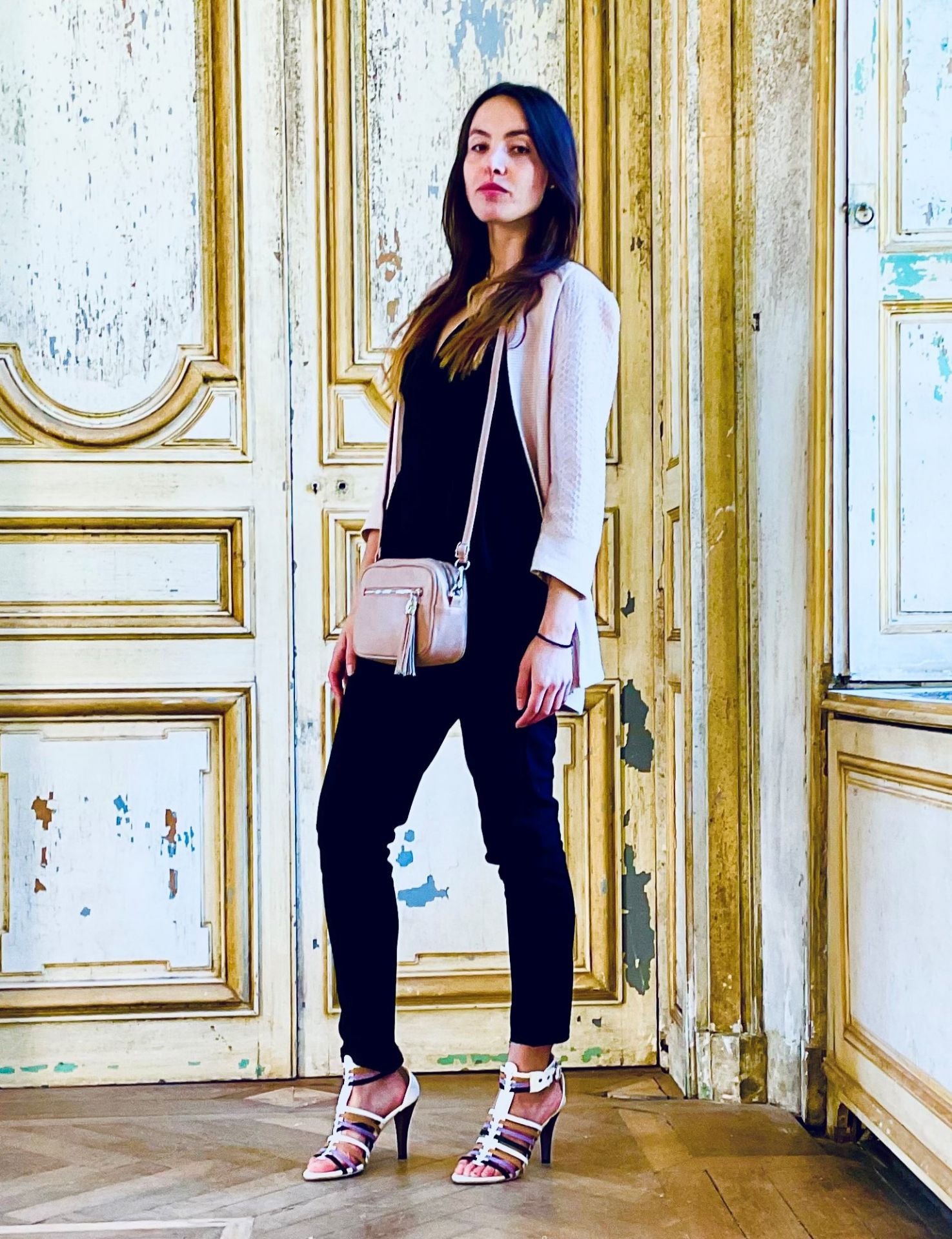 Sac à main en cuir grainé SEVILLE Taupe clair